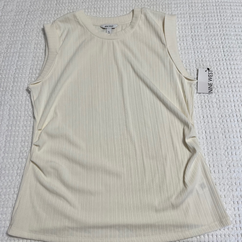 Nine West Cap Sleeve Textured Crewneck Top